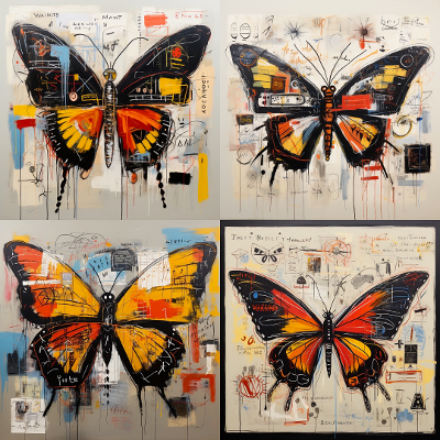 the butterfly as if it was done by Jean-Michel Basquiat-1