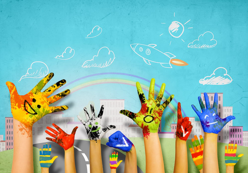 painted kids hands cover photo for convincing your kids to join after school activities